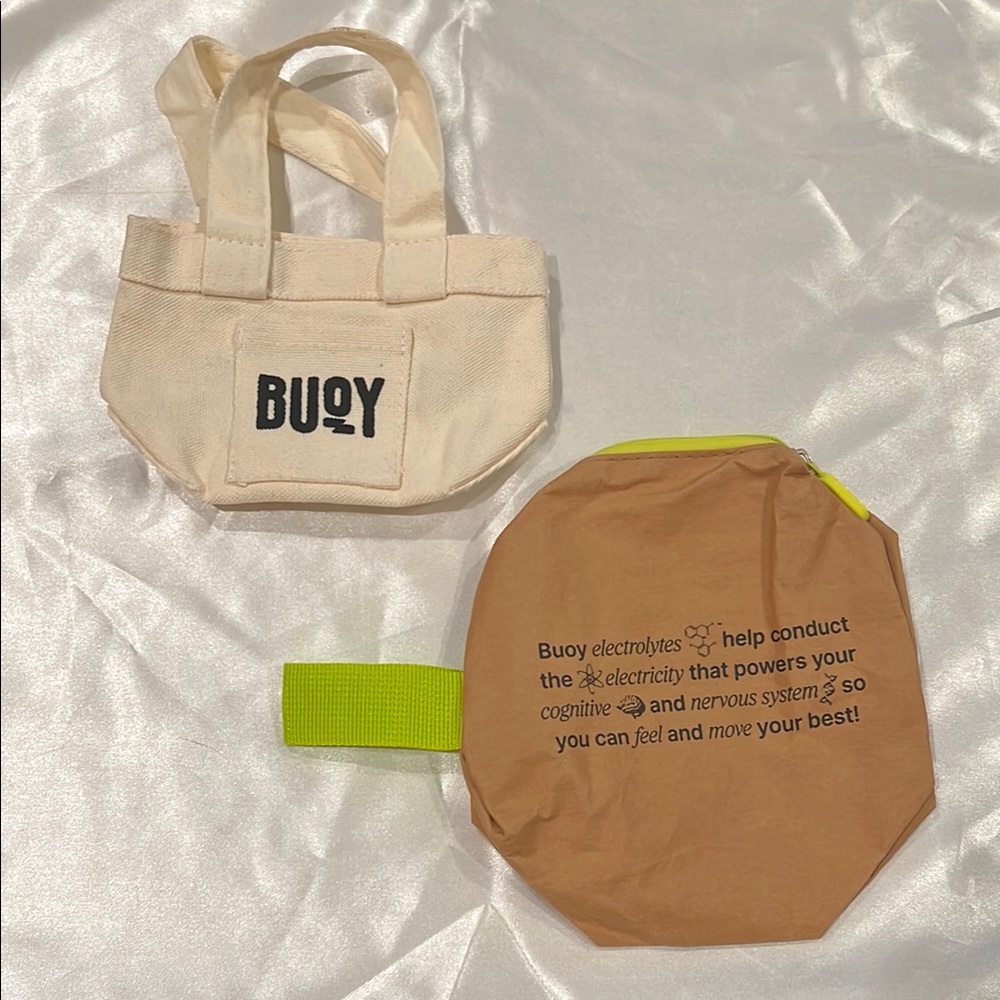 Cream Tote Bag and Beige Zipper Pouch with Lime Green Accent (Offers Welcome!)